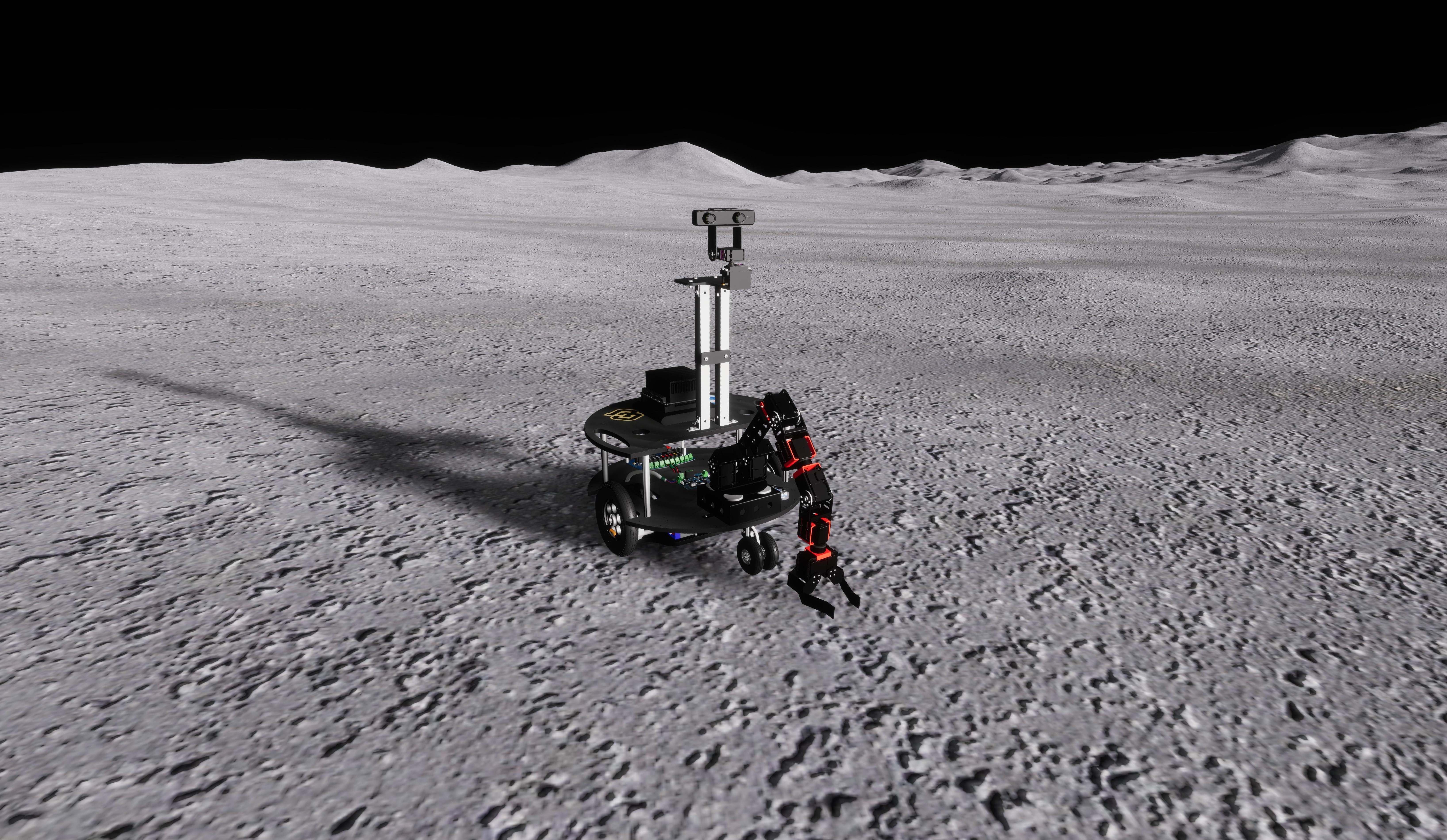 Digital Armstrong rover twin in lunar environment.